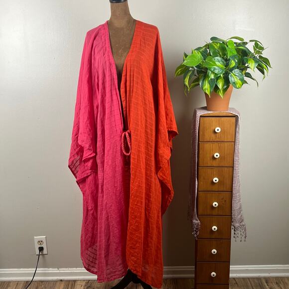 Zara Other - ZARA Orange and Pink Oversized Medium Kaftan with Rope Tie